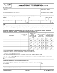 Document preview: IRS Form 15110 Additional Child Tax Credit Worksheet