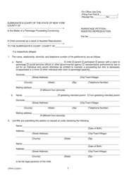 Form CPSA-3 &quot;Parentage Petition - Assisted Reproduction&quot; - New York