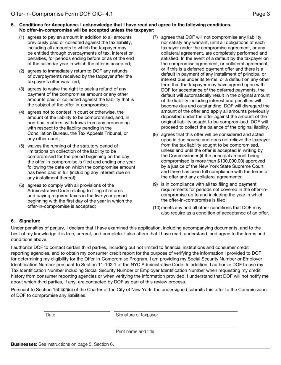 Form DOF OIC-4.1 - Fill Out, Sign Online and Download Fillable PDF, New ...