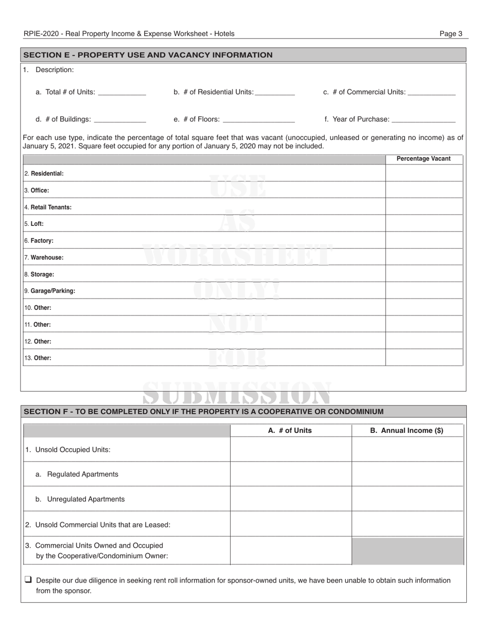 Download Instructions for Real Property and Expense (Rpie) Statement for Hotels PDF, 2020