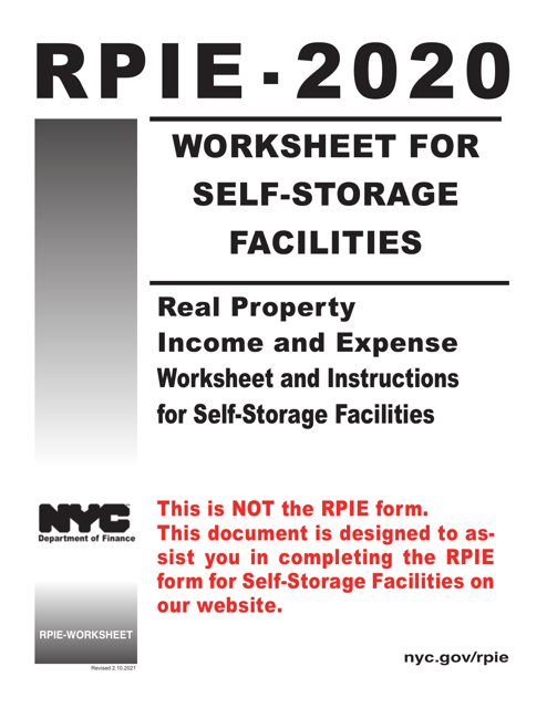 Instructions for Real Property Income and Expense Form for Self-storage Facilities - New York City Download Pdf