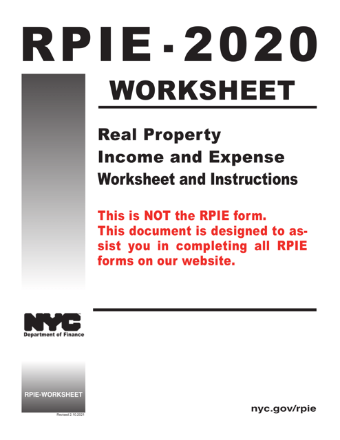 Instructions for Real Property Income and Expense Form - New York City, 2020