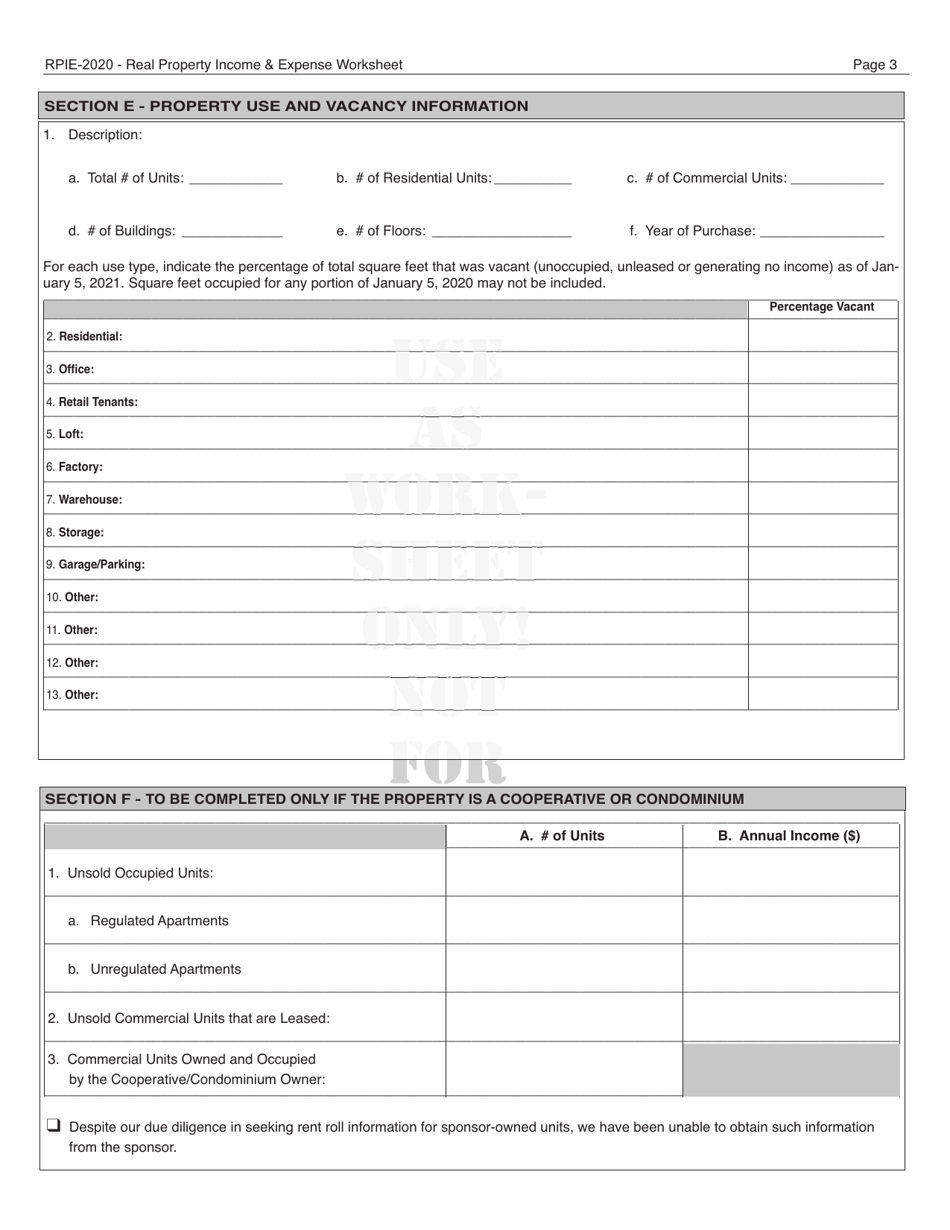 Instructions for Real Property Income and Expense Form - New York City, Page 20