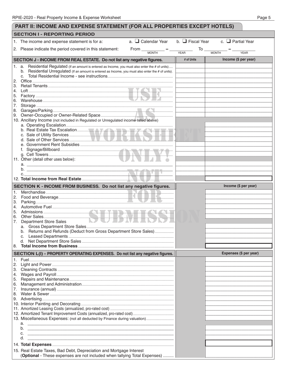 Download Instructions for Real Property and Expense Form PDF, 2020 Templateroller