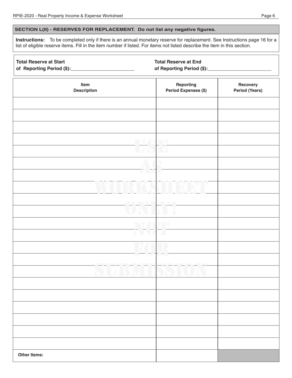 Download Instructions for Real Property and Expense Form PDF, 2020 Templateroller