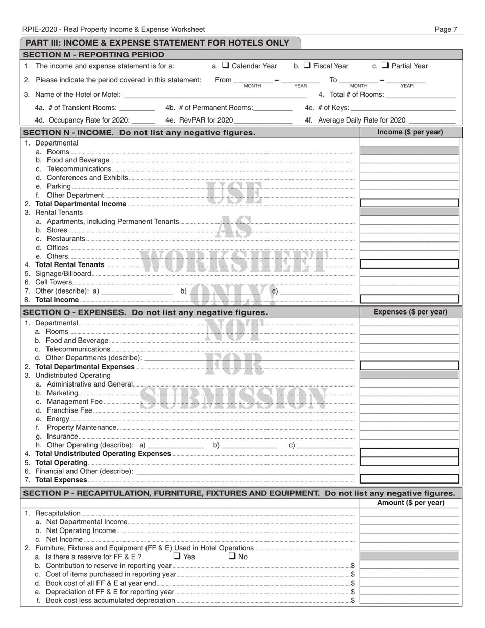 Download Instructions for Real Property and Expense Form PDF, 2020 Templateroller