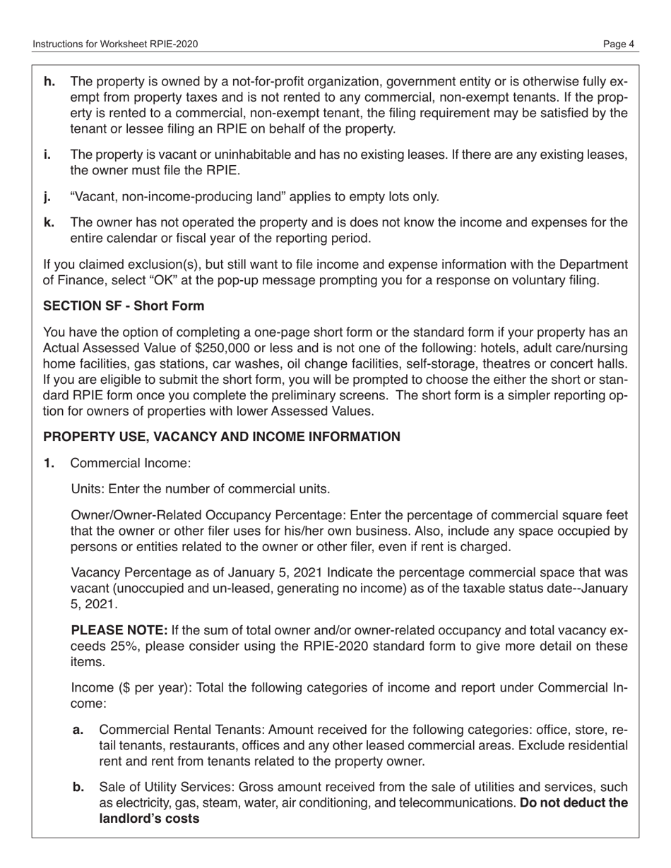 Download Instructions for Real Property and Expense Form PDF, 2020 Templateroller