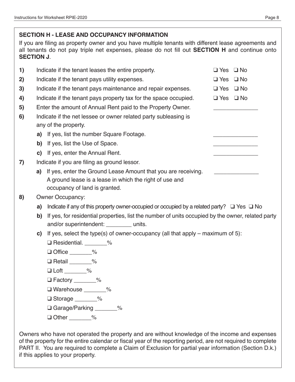 Download Instructions for Real Property and Expense Form PDF, 2020 Templateroller