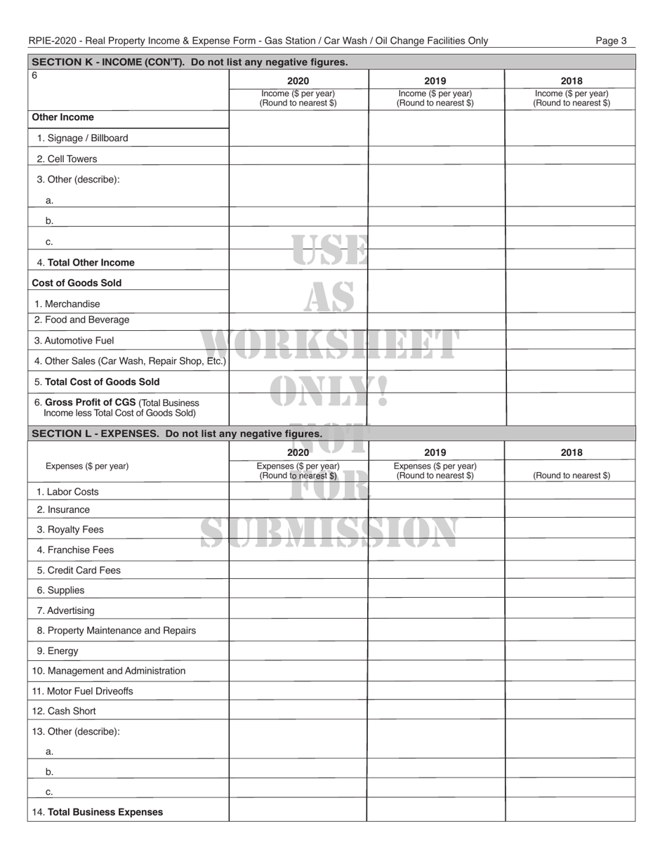 Instructions for Real Property Income and Expense Form for Gas Station, Car Wash and Oil Change Facilities - New York City, Page 15