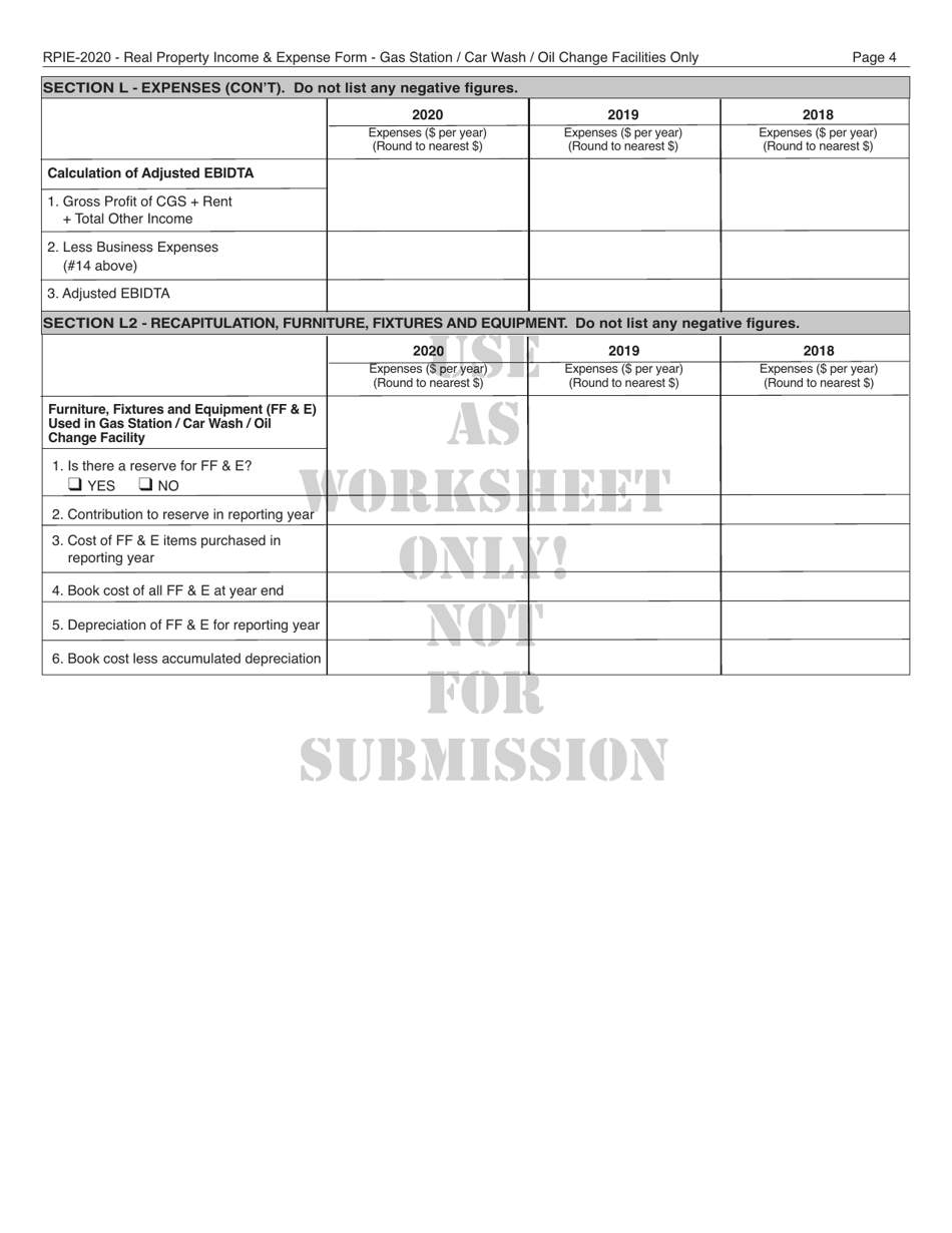 Instructions for Real Property Income and Expense Form for Gas Station, Car Wash and Oil Change Facilities - New York City, Page 16