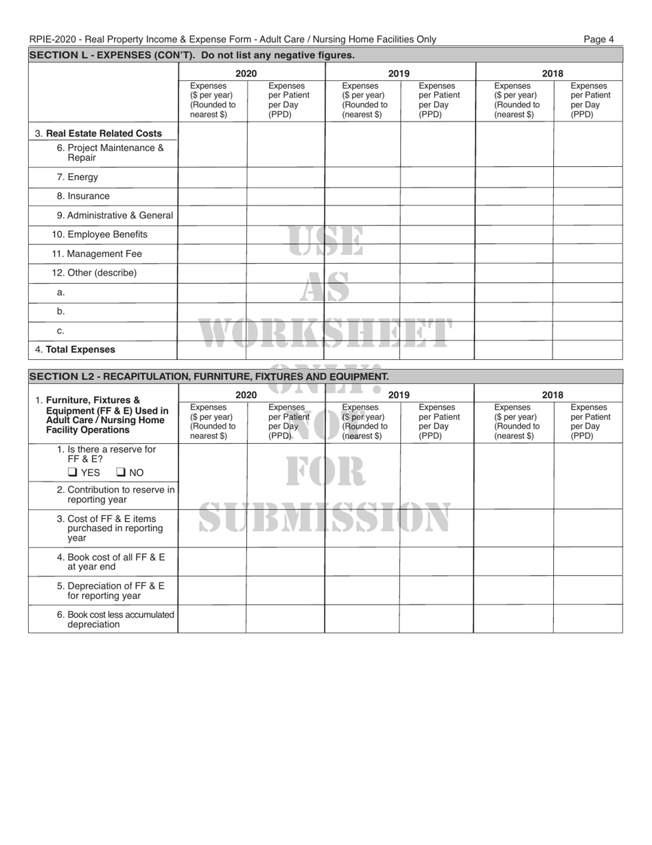 Instructions for Real Property Income and Expense Form for Adult Care and Nursing Home Facilities - New York City, Page 16