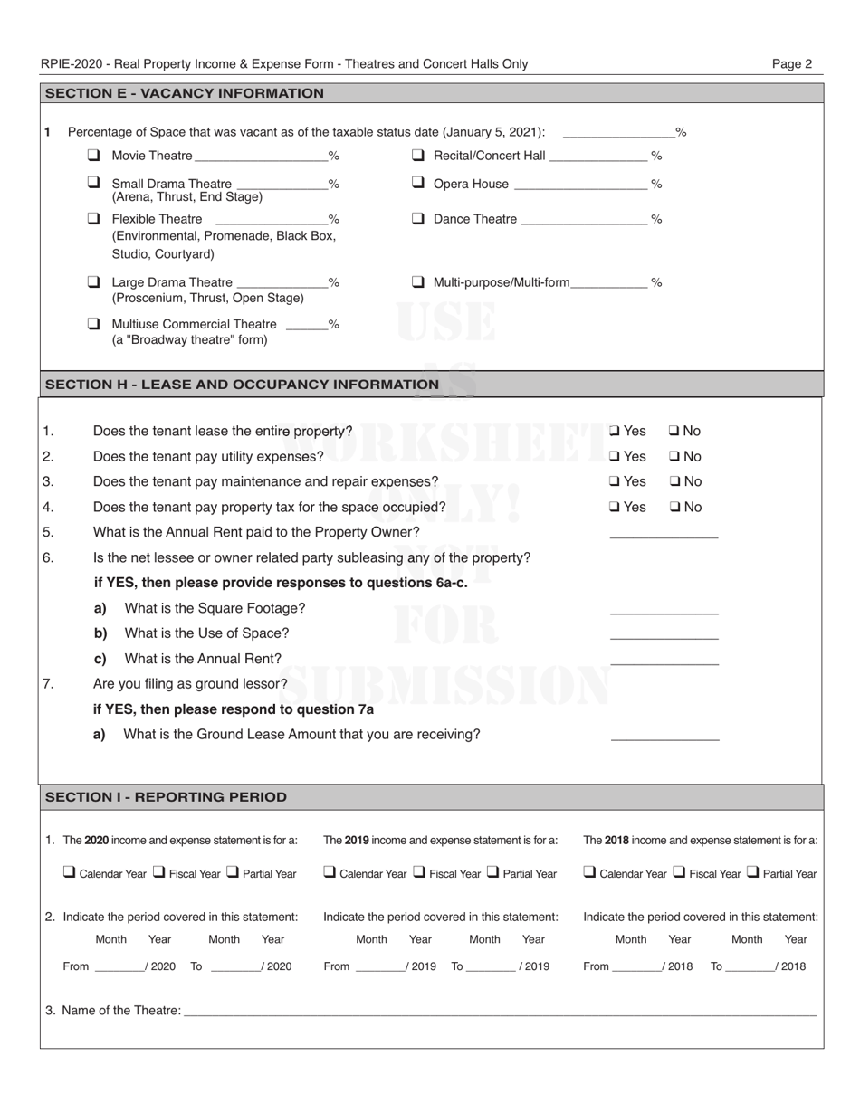 Instructions for Real Property Income and Expense Form for Theatres and Concert Halls - New York City, Page 15