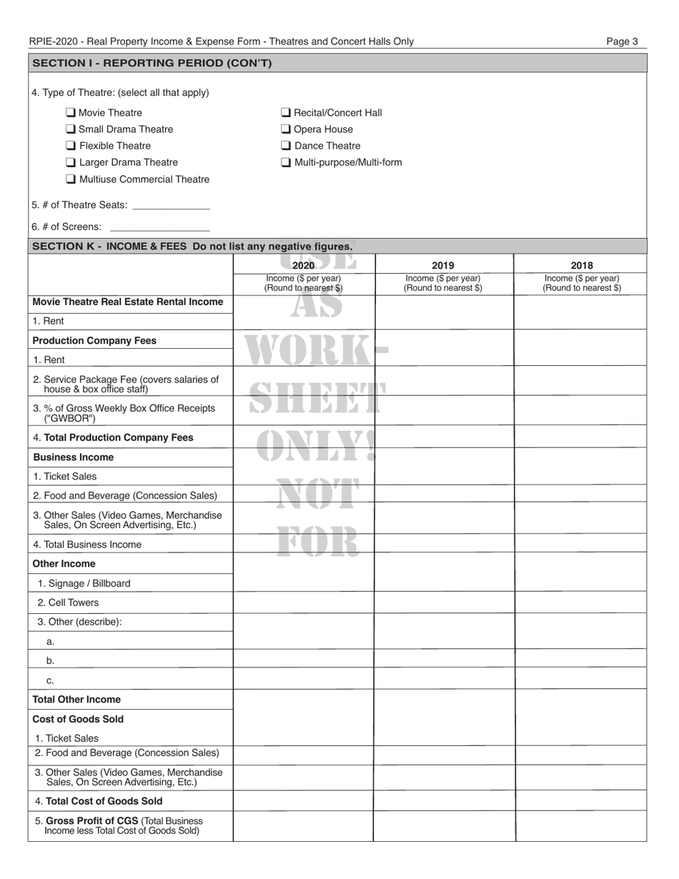 Instructions for Real Property Income and Expense Form for Theatres and Concert Halls - New York City, Page 16