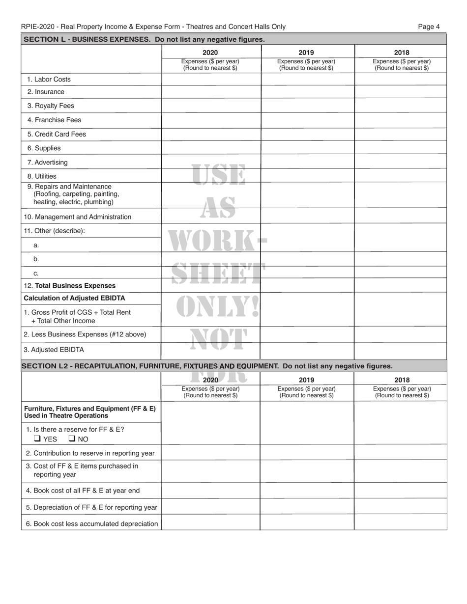 Instructions for Real Property Income and Expense Form for Theatres and Concert Halls - New York City, Page 17