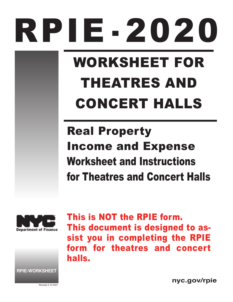 Instructions for Real Property Income and Expense Form for Theatres and Concert Halls - New York City, Page 1