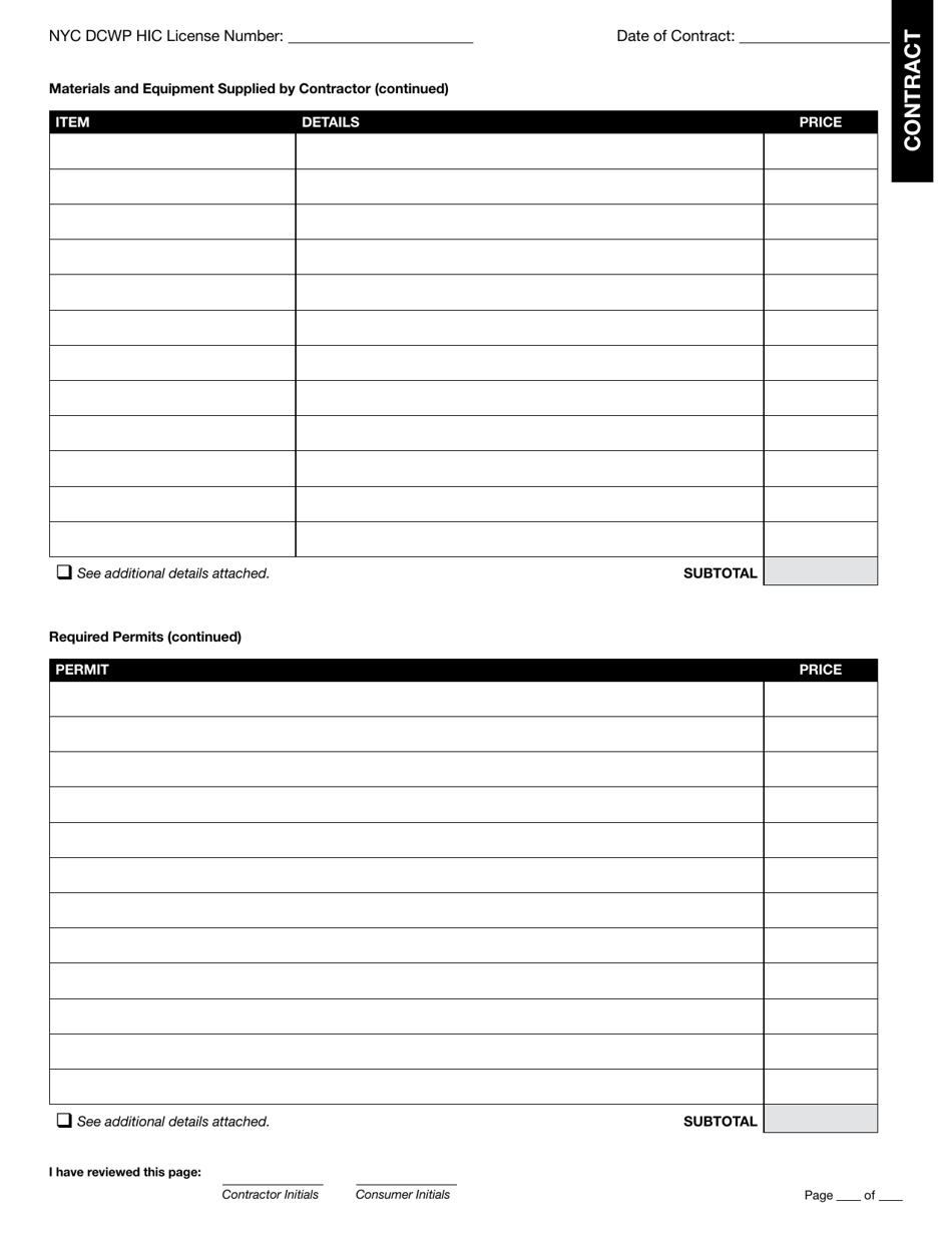 Home Improvement Contractor Contract and Notice of Cancellation - New York City, Page 6
