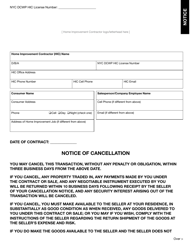 Home Improvement Contractor Contract and Notice of Cancellation - New York City, Page 7