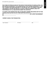 Home Improvement Contractor Contract and Notice of Cancellation - New York City, Page 8