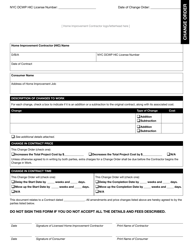 Document preview: Home Improvement Contractor Change Order Form - New York City