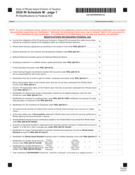 Schedule M Ri(modifications to Federal Agi - Rhode Island