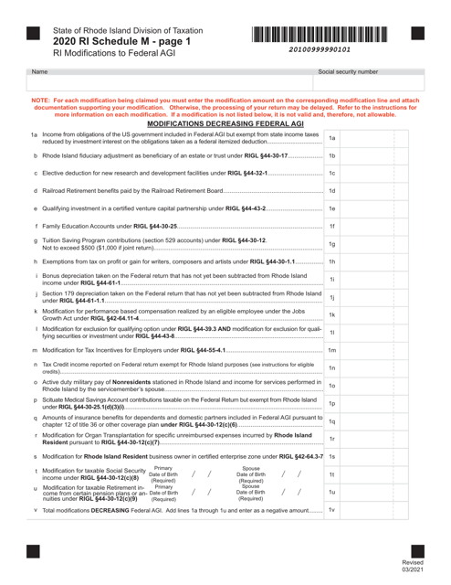 Schedule M 2020 Printable Pdf