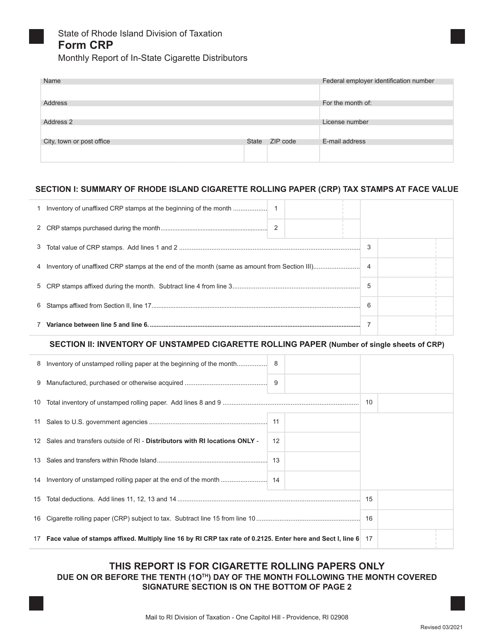 Form CRP  Printable Pdf