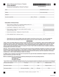 Document preview: Form RI-8478 Residential Dwelling/Room Rental Tax Return - Rhode Island