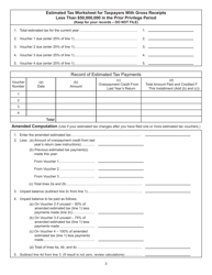 Form CBT-150 Estimated Tax Worksheet for Taxpayers With Gross Receipts Less Than $50,000,000 in the Prior Privilege Period - New Jersey, Page 3