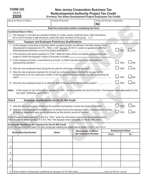 Form 302 2020 Printable Pdf