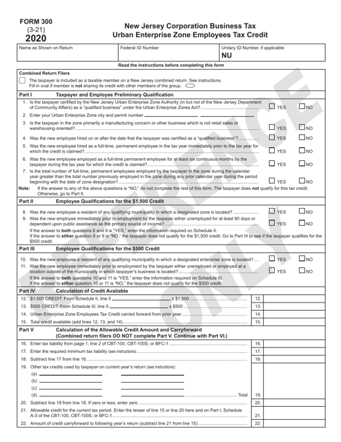 Form 300 2020 Printable Pdf