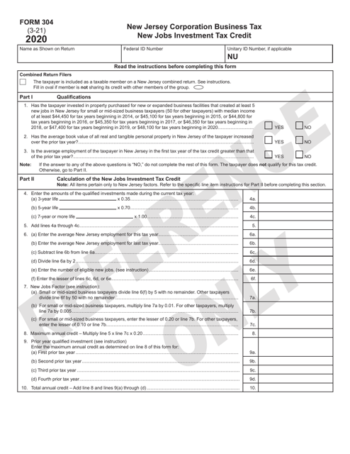 Form 304 2020 Printable Pdf