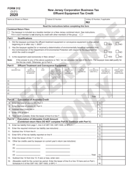 Form 312 Effluent Equipment Tax Credit - New Jersey