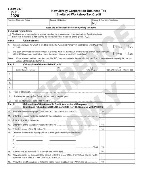 Form 317 2020 Printable Pdf