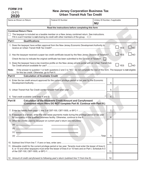 Form 319 2020 Printable Pdf