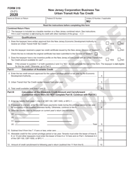 Form 319 Urban Transit Hub Tax Credit - New Jersey