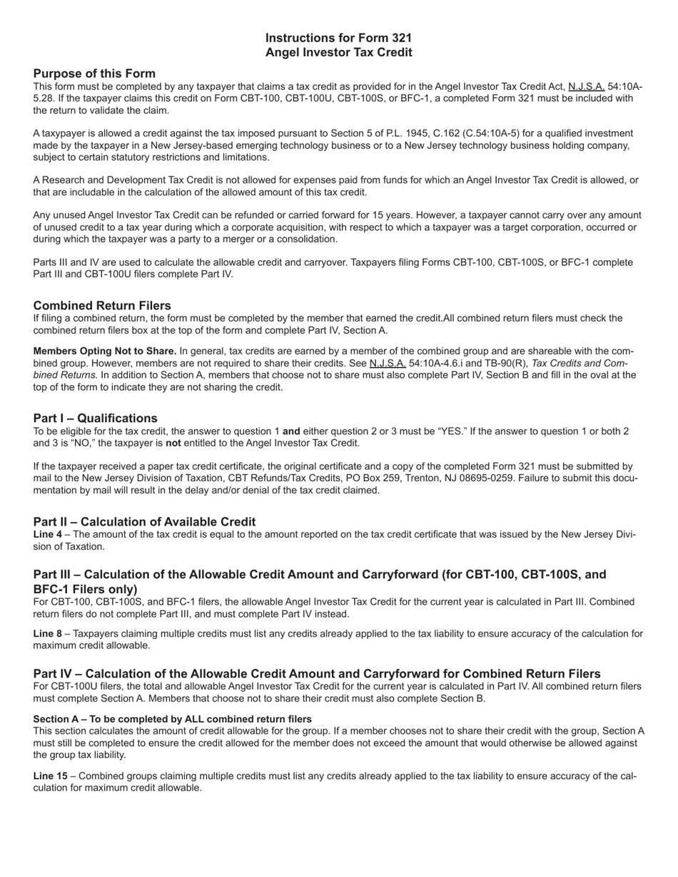 Form 321 Angel Investor Tax Credit - New Jersey, Page 3