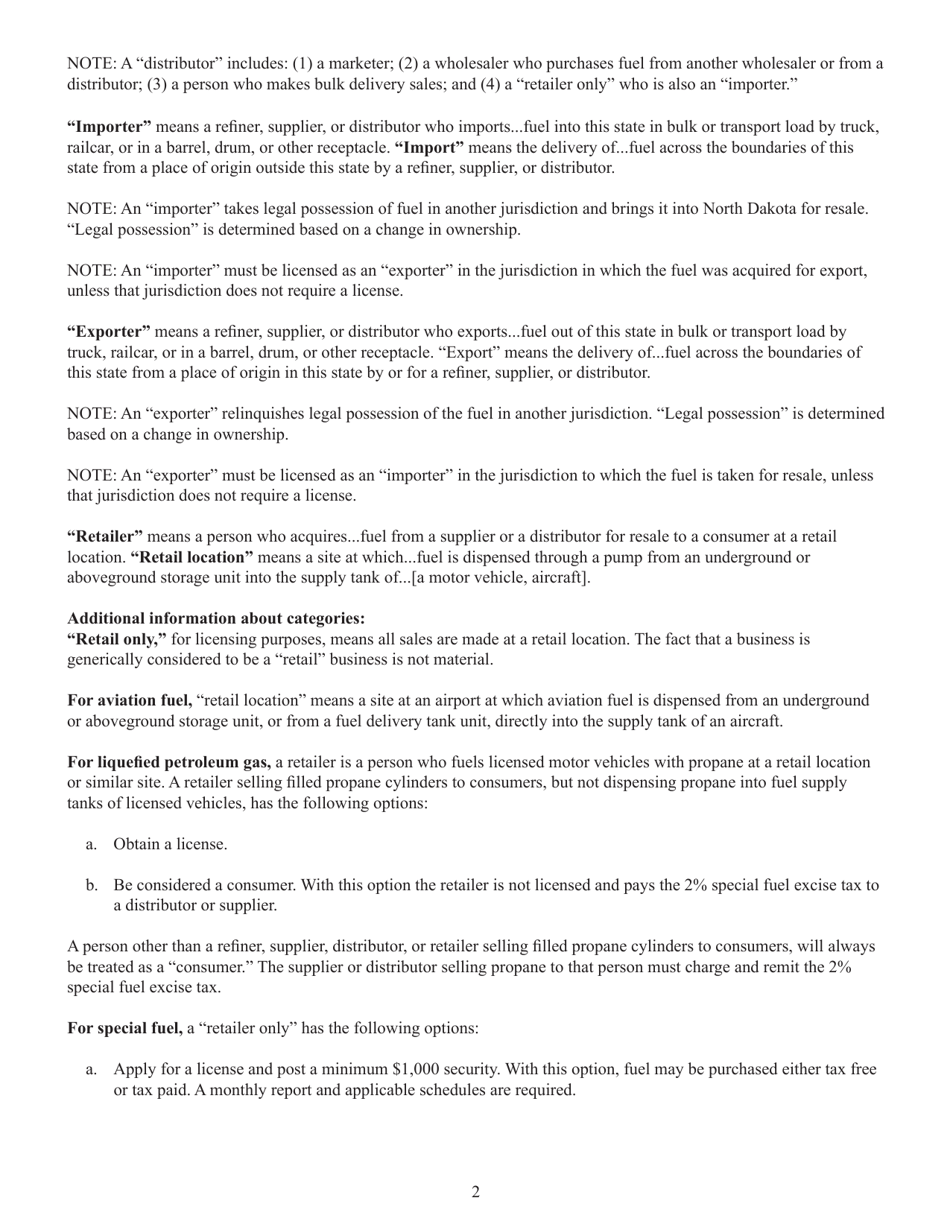 Form SFN22911 Motor Fuel Tax License Applicant - General Information - North Dakota, Page 4