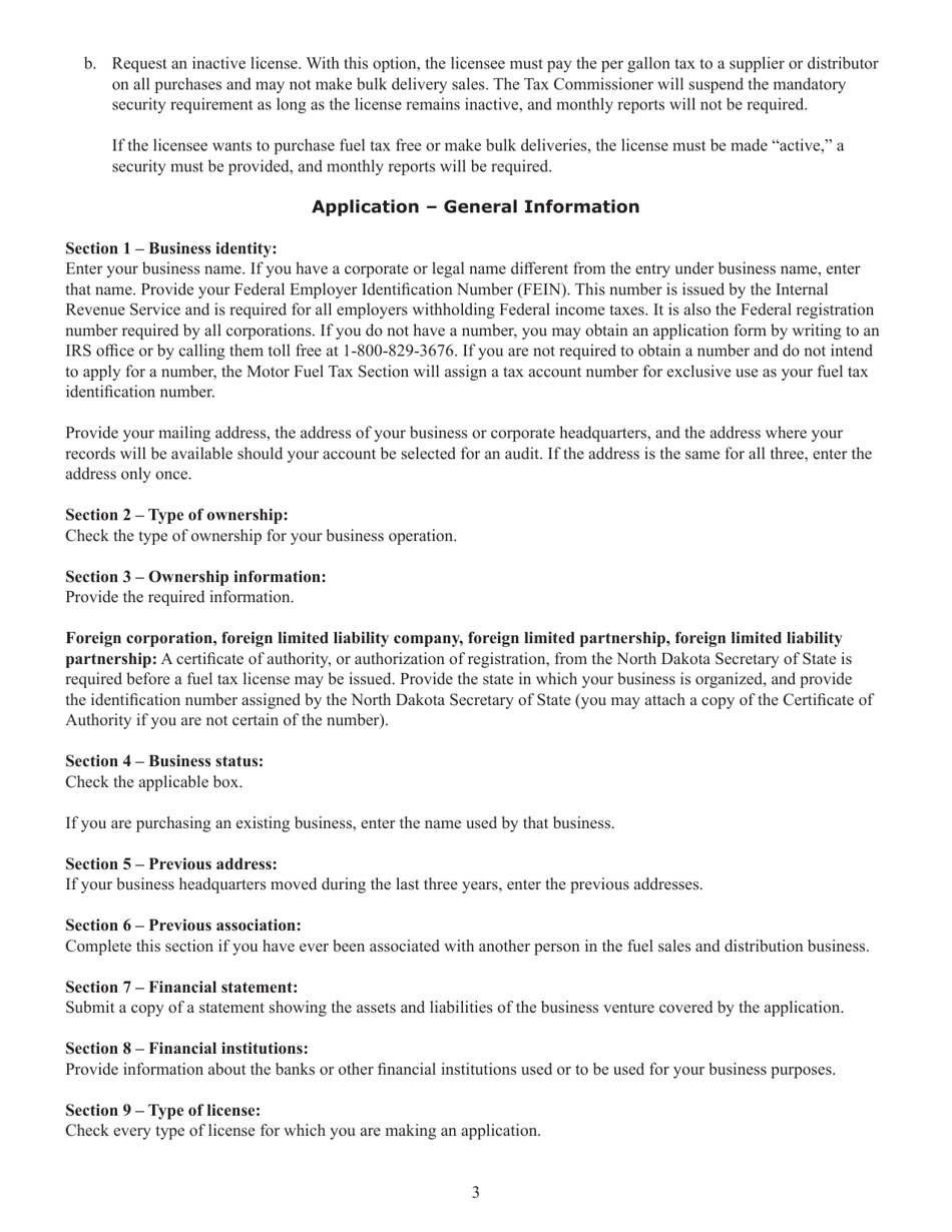 Form SFN22911 Motor Fuel Tax License Applicant - General Information - North Dakota, Page 5