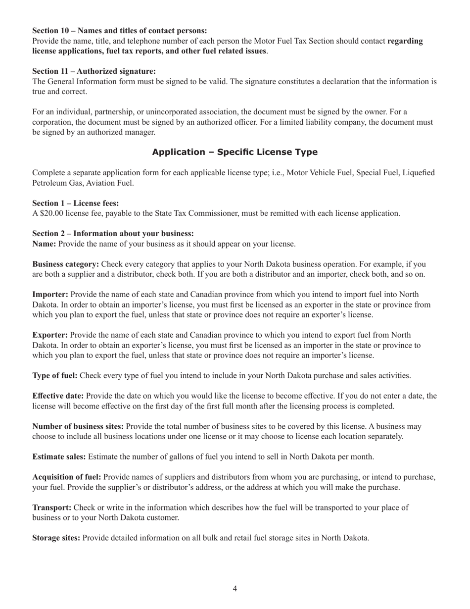 Form SFN22911 Motor Fuel Tax License Applicant - General Information - North Dakota, Page 6