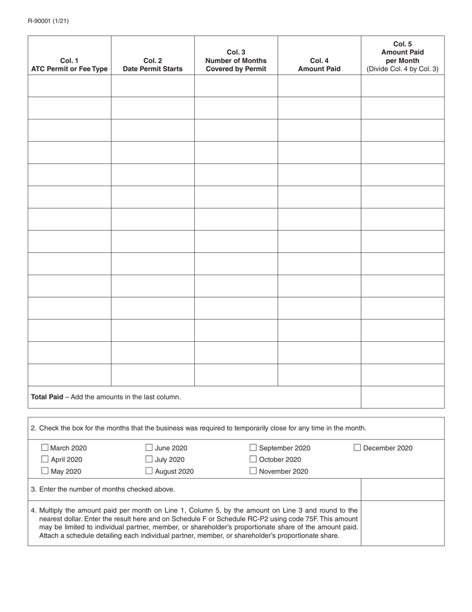 Form R-90001 Covid-19 Pandemic Atc License Income Tax Credit - Louisiana, Page 2