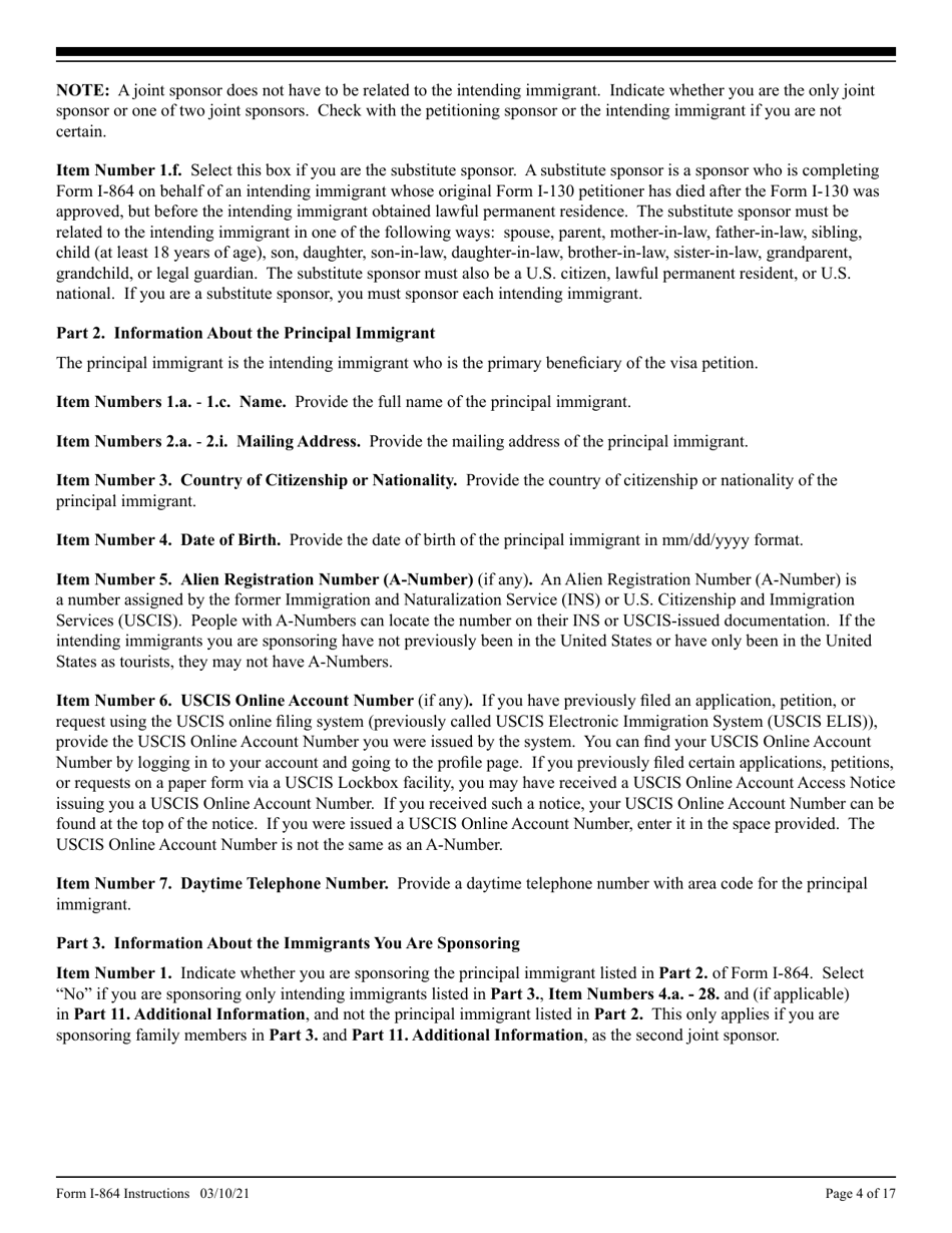 Instructions for USCIS Form I-864 Affidavit of Support Under Section 213a of the Ina, Page 4