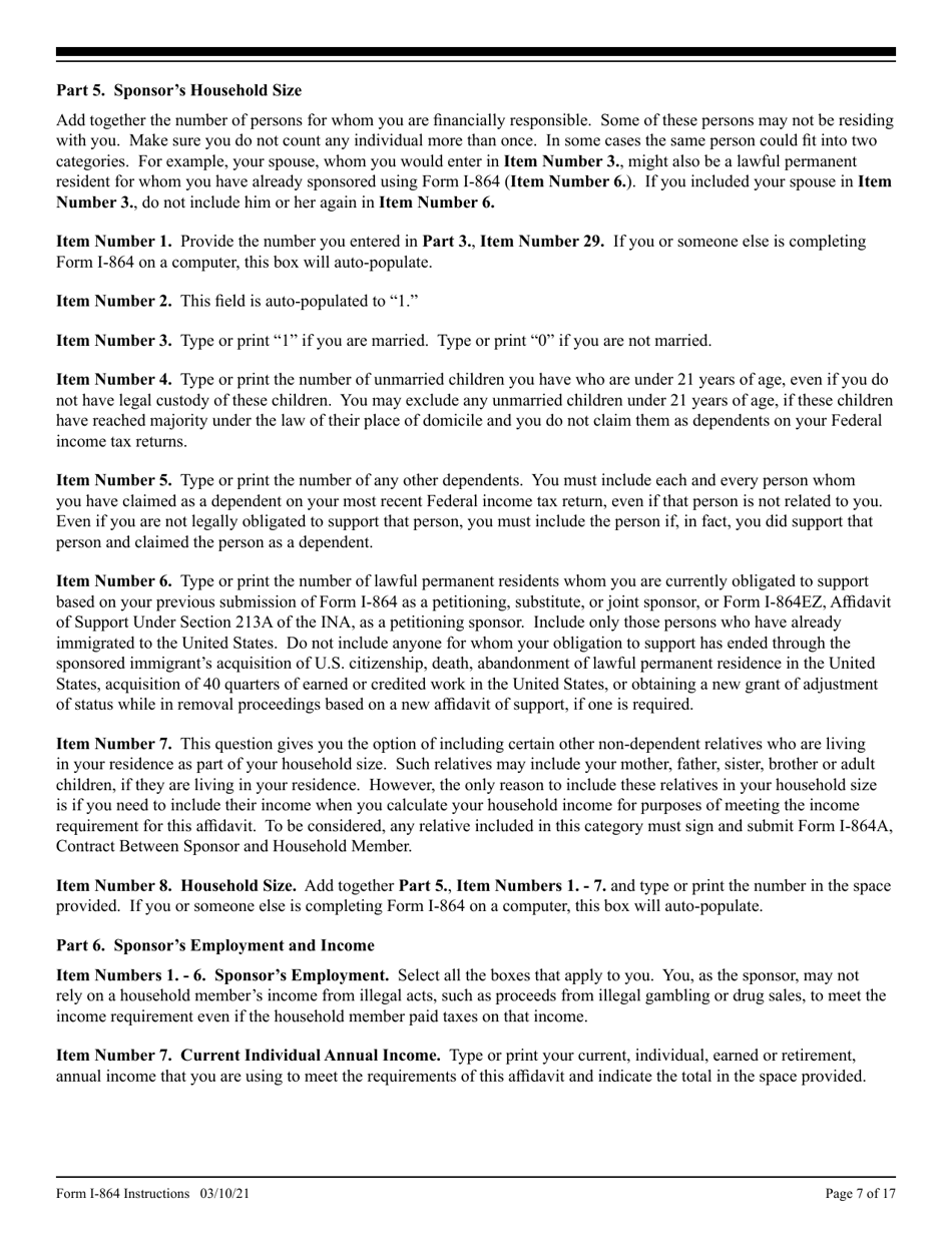 Instructions for USCIS Form I-864 Affidavit of Support Under Section 213a of the Ina, Page 7