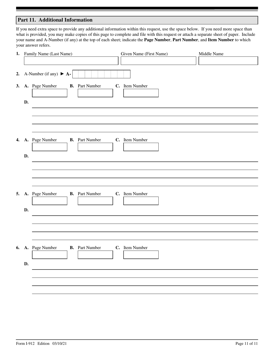 USCIS Form I-912 Request for Fee Waiver, Page 11