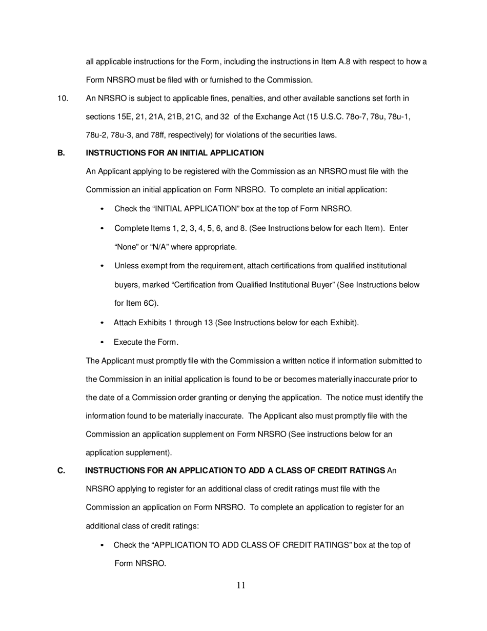 SEC Form 1541 (NRSRO) Application for Registration as a Nationally Recognized Statistical Rating Organization (Nrsro), Page 11
