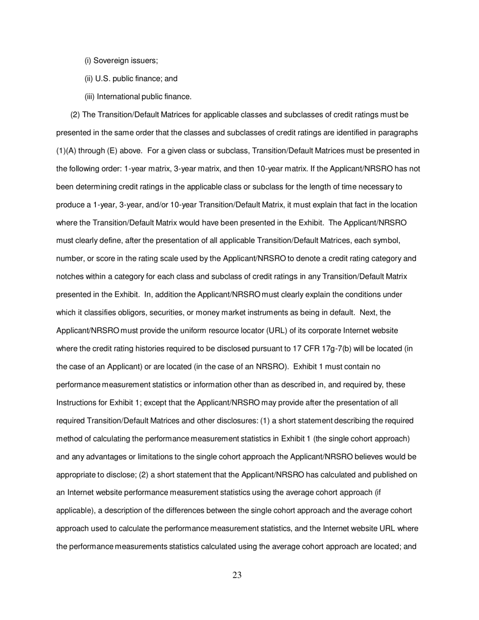 SEC Form 1541 (NRSRO) Application for Registration as a Nationally Recognized Statistical Rating Organization (Nrsro), Page 23