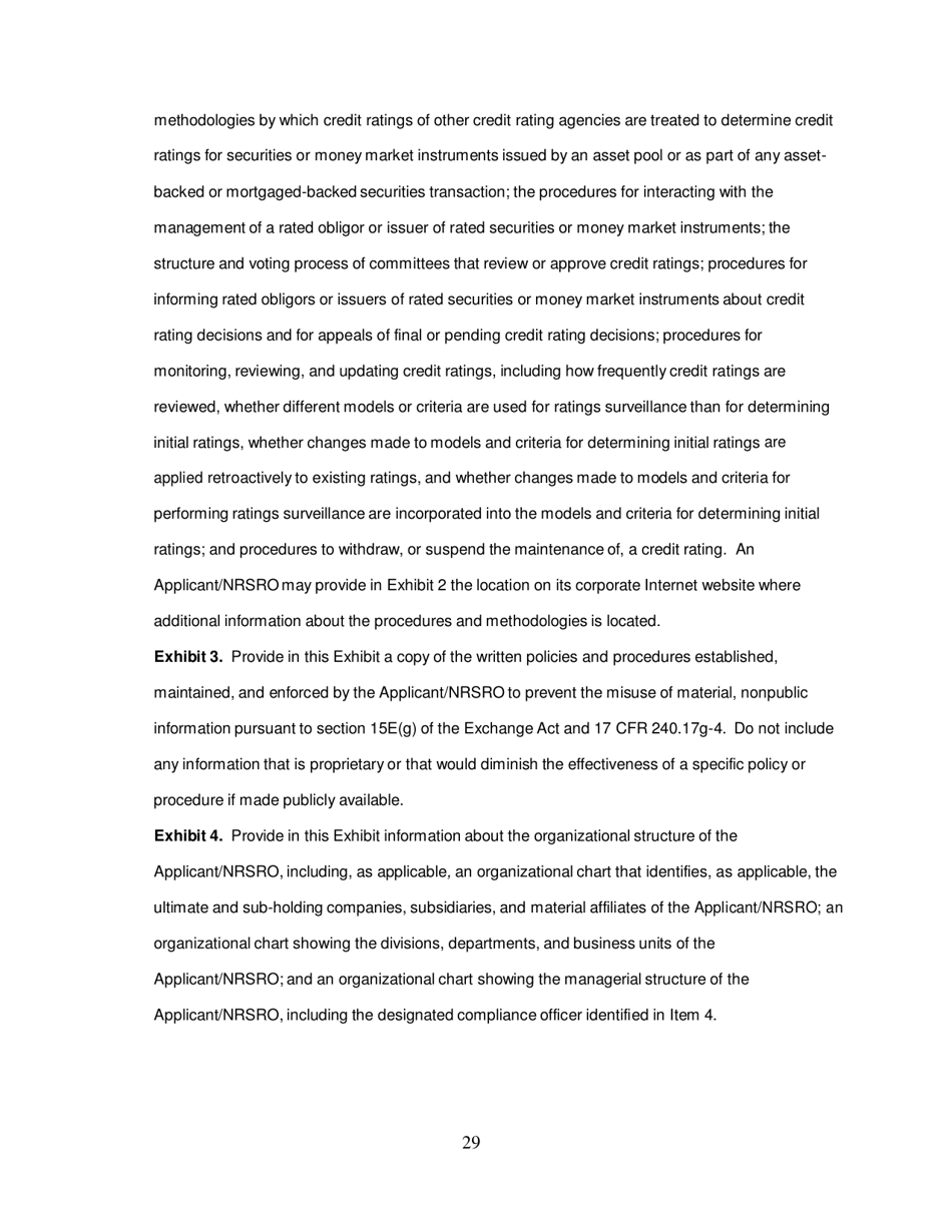 SEC Form 1541 (NRSRO) Application for Registration as a Nationally Recognized Statistical Rating Organization (Nrsro), Page 29