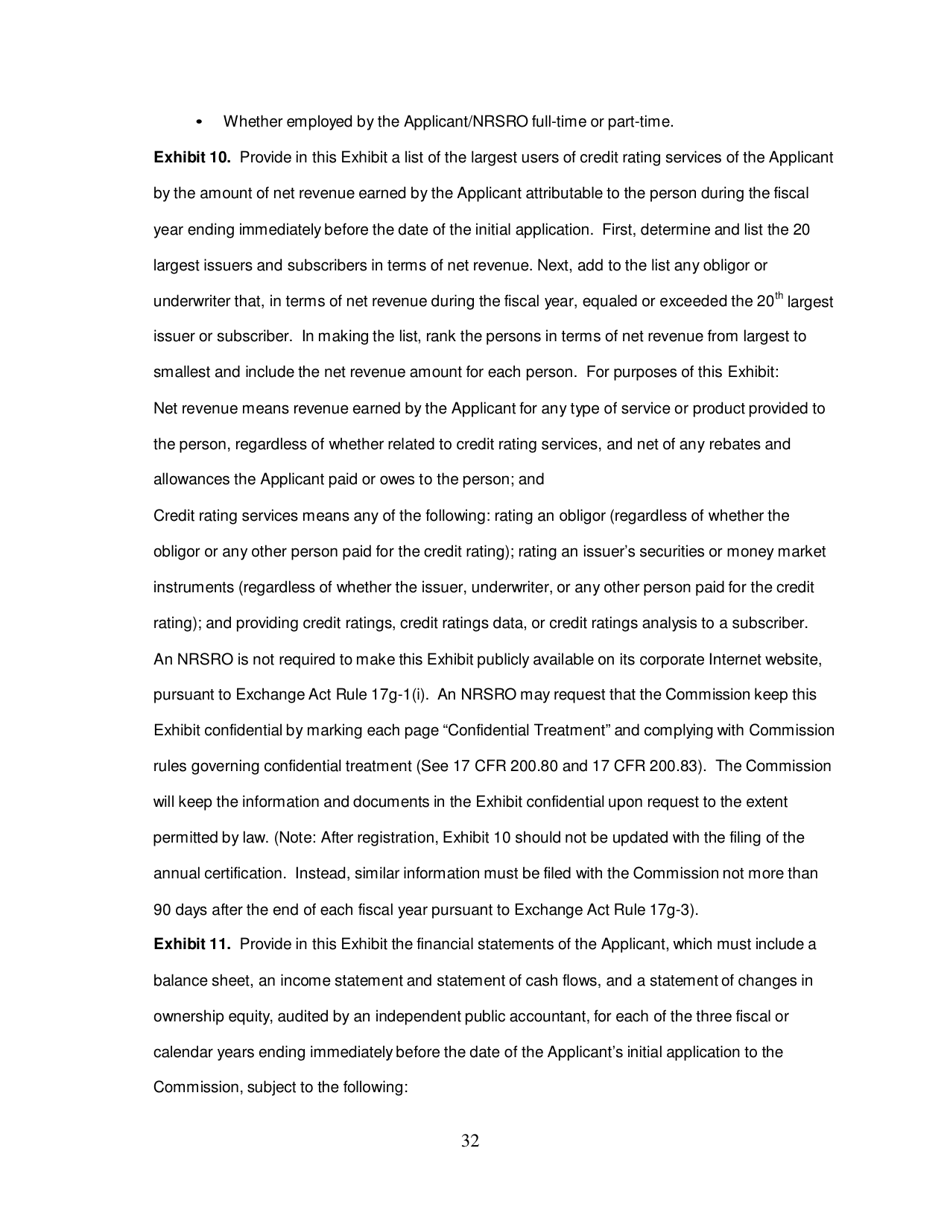 SEC Form 1541 (NRSRO) Application for Registration as a Nationally Recognized Statistical Rating Organization (Nrsro), Page 32