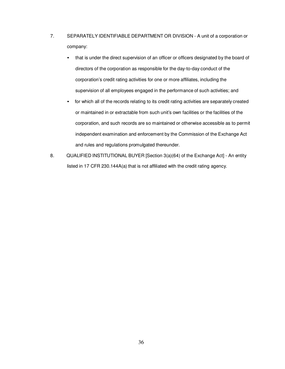 SEC Form 1541 (NRSRO) Application for Registration as a Nationally Recognized Statistical Rating Organization (Nrsro), Page 36