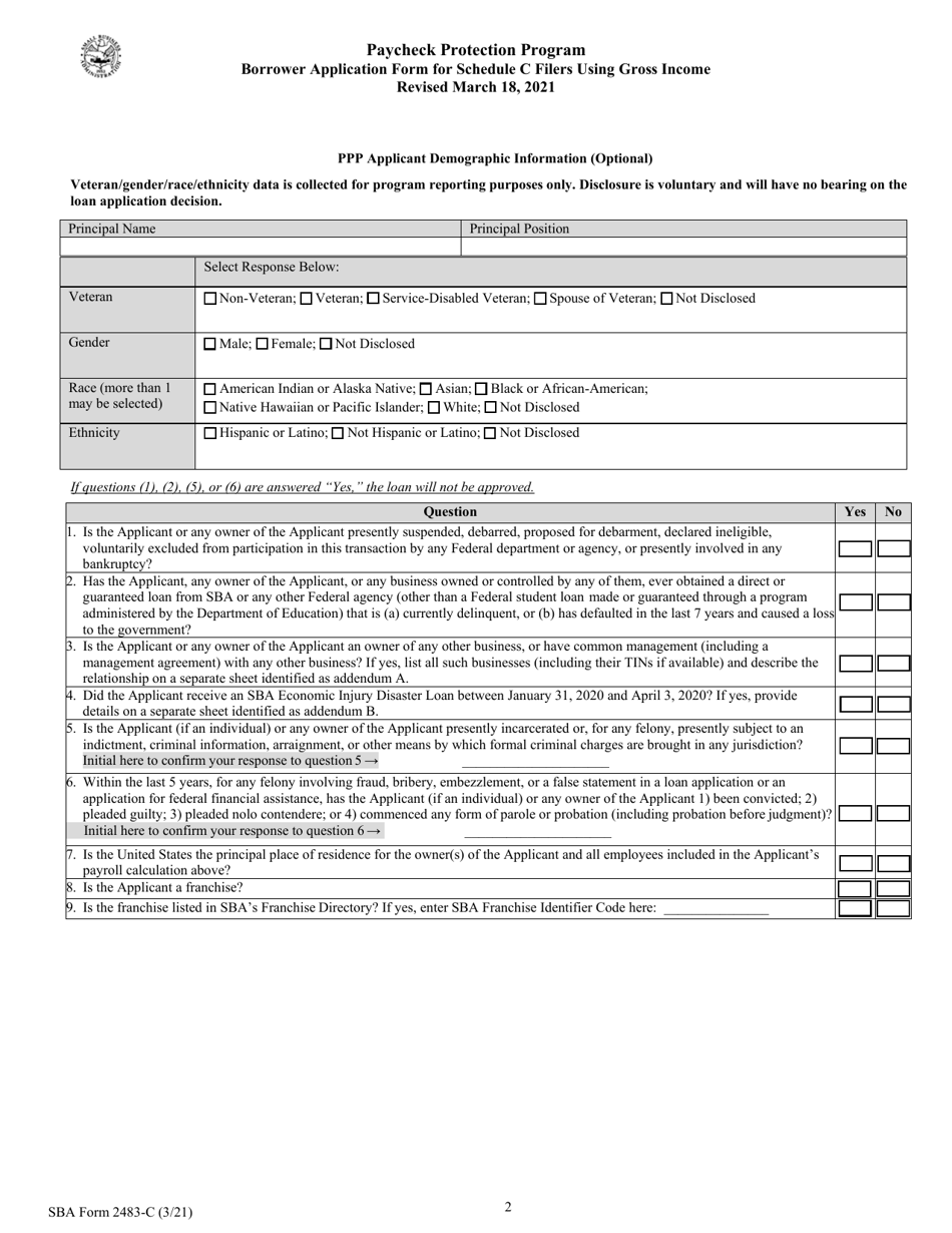 SBA Form 2483-C - Fill Out, Sign Online and Download Fillable PDF ...