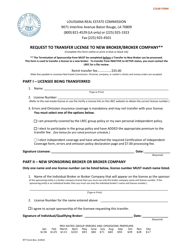 Document preview: Request to Transfer License to New Broker/Broker Company - Louisiana